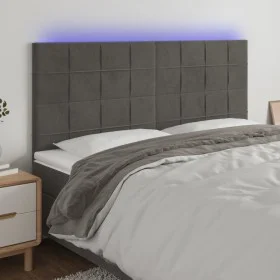 Headboard with LED lights dark gray velvet 200x5x118/128 cm by , Headboards and footboards - Ref: Foro24-3122491, Price: 115,...