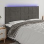 Kopfteil mit LED-Leuchten, dunkelgrauer Samt, 160 x 5 x 118/128 cm von , Kopf- und Fußteile - Ref: Foro24-3122479, Preis: 118...