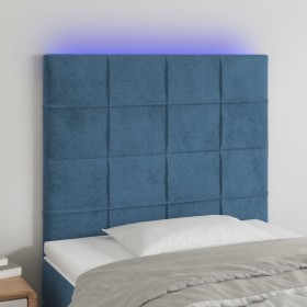 Cabecero con luces LED terciopelo azul oscuro 80x5x118/128 cm