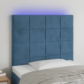Headboard with LED lights dark blue velvet 80x5x118/128 cm by , Headboards and footboards - Ref: Foro24-3122458, Price: 68,24...