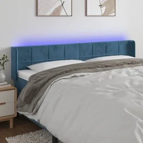 LED-Kopfteil aus dunkelblauem Samt, 163 x 16 x 78/88 cm von , Kopf- und Fußteile - Ref: Foro24-3123294, Preis: 76,46 €, Rabat...
