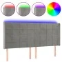 Hellgraues Samtkopfteil mit LED 163x16x118/128 cm von , Kopf- und Fußteile - Ref: Foro24-3124102, Preis: 141,96 €, Rabatt: %