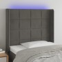 Dark gray velvet headboard with LED 83x16x118/128 cm by , Headboards and footboards - Ref: Foro24-3124079, Price: 78,19 €, Di...