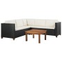 4-teiliges Gartenmöbel-Set und schwarze synthetische Rattankissen von vidaXL, Gartensets - Ref: Foro24-44107, Preis: 347,37 €...