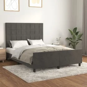 Dark gray velvet bed frame with headboard 140x200 cm by , Beds and slatted bases - Ref: Foro24-3125758, Price: 204,37 €, Disc...