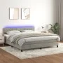 Cama box spring colchón y LED terciopelo gris claro 160x200 cm de , Camas y somieres - Ref: Foro24-3134411, Precio: 498,21 €,...