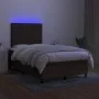 Box spring bed with mattress and LED dark brown fabric 120x200 cm by , Beds and slatted bases - Ref: Foro24-3134864, Price: 4...