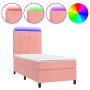 Box spring bed with mattress and LED pink velvet 80x200 cm by , Beds and slatted bases - Ref: Foro24-3136094, Price: 318,48 €...