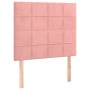 Cama box spring colchón y LED terciopelo rosa 80x200 cm