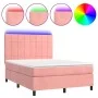 Box spring bed with mattress and LED pink velvet 140x200 cm by , Beds and slatted bases - Ref: Foro24-3136130, Price: 481,85 ...