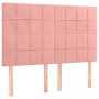 Cama box spring colchón y LED terciopelo rosa 140x200 cm de , Camas y somieres - Ref: Foro24-3136130, Precio: 466,68 €, Descu...
