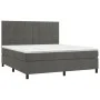 Box spring bed with mattress and LED dark gray velvet 160x200 cm by , Beds and slatted bases - Ref: Foro24-3136132, Price: 52...