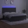 Box spring bed with mattress and LED dark gray velvet 160x200 cm by , Beds and slatted bases - Ref: Foro24-3136132, Price: 52...