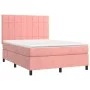 Box spring bed with mattress and LED pink velvet 140x190 cm by , Beds and slatted bases - Ref: Foro24-3136124, Price: 505,80 ...