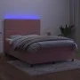 Box spring bed with mattress and LED pink velvet 140x190 cm by , Beds and slatted bases - Ref: Foro24-3136124, Price: 505,80 ...