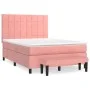 Box spring bed with pink velvet mattress 140x190 cm by , Beds and slatted bases - Ref: Foro24-3137844, Price: 542,50 €, Disco...