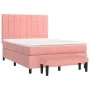 Box spring bed with pink velvet mattress 140x190 cm by , Beds and slatted bases - Ref: Foro24-3137844, Price: 542,50 €, Disco...