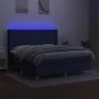 Box spring bed mattress and LED lights blue fabric 160x200 cm by , Beds and slatted bases - Ref: Foro24-3138891, Price: 564,1...