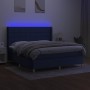 Cama box spring colchón y luces LED tela azul 160x200 cm de , Camas y somieres - Ref: Foro24-3138891, Precio: 569,33 €, Descu...