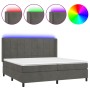 Box spring bed with mattress and LED dark gray velvet 200x200 cm by , Beds and slatted bases - Ref: Foro24-3139584, Price: 63...