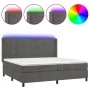 Box spring bed with mattress and LED dark gray velvet 200x200 cm by , Beds and slatted bases - Ref: Foro24-3139584, Price: 61...