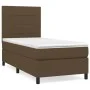 Box spring bed with dark brown fabric mattress 100x200 cm by , Beds and slatted bases - Ref: Foro24-3141756, Price: 352,38 €,...