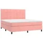 Box spring bed with pink velvet mattress 160x200 cm by , Beds and slatted bases - Ref: Foro24-3143036, Price: 518,33 €, Disco...