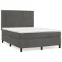 Box spring bed with dark gray velvet mattress 140x190 cm by , Beds and slatted bases - Ref: Foro24-3143020, Price: 501,34 €, ...