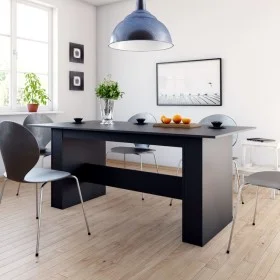 Engineered wood dining table in black, 180x90x76 cm by , Kitchen and dining tables - Ref: Foro24-800469, Price: 145,54 €, Dis...
