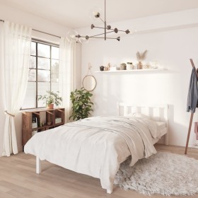 Massives Bettgestell aus weißem Kiefernholz, 75 x 190 cm von , Betten und Lattenroste - Ref: Foro24-810043, Preis: 74,64 €, R...