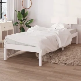 Solid pine wood bed frame 90x200 cm by , Beds and slatted bases - Ref: Foro24-810133, Price: 71,17 €, Discount: %