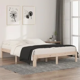 Solid pine wood bed frame 140x190 cm by , Beds and slatted bases - Ref: Foro24-810345, Price: 91,27 €, Discount: %