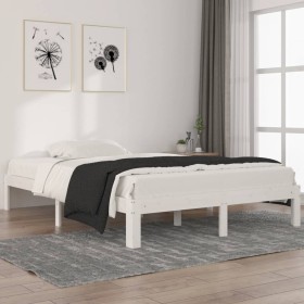 Massiver Bettrahmen aus weißem Kiefernholz, 140 x 200 cm von , Betten und Lattenroste - Ref: Foro24-810366, Preis: 106,89 €, ...