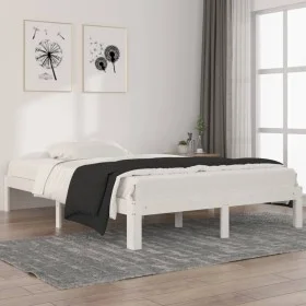 Solid white pine wood bed frame 140x200 cm by , Beds and slatted bases - Ref: Foro24-810366, Price: 105,52 €, Discount: %