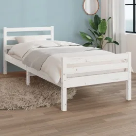 White solid wood bed frame 100x200 cm by , Beds and slatted bases - Ref: Foro24-814810, Price: 88,73 €, Discount: %