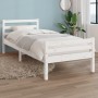 Weißer Massivholzbettrahmen 100x200 cm von , Betten und Lattenroste - Ref: Foro24-814810, Preis: 111,71 €, Rabatt: %