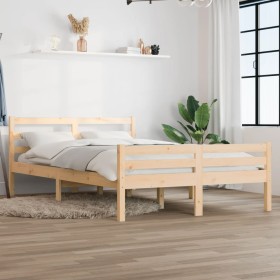 Solid wood bed frame 140x200 cm by , Beds and slatted bases - Ref: Foro24-814819, Price: 126,74 €, Discount: %