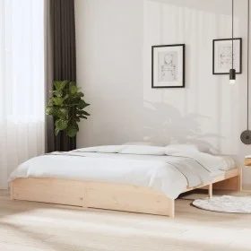 Solid wood bed frame 200x200 cm by , Beds and slatted bases - Ref: Foro24-814969, Price: 145,87 €, Discount: %