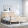 Bed frame with solid wood headboard 160x200 cm by , Beds and slatted bases - Ref: Foro24-3194061, Price: 152,53 €, Discount: %