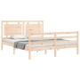 Bed frame with solid wood headboard 160x200 cm by , Beds and slatted bases - Ref: Foro24-3194061, Price: 154,57 €, Discount: %