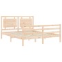 Bed frame with solid wood headboard 160x200 cm by , Beds and slatted bases - Ref: Foro24-3194061, Price: 154,57 €, Discount: %