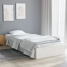 White solid wood single bed frame 90x190 cm by , Beds and slatted bases - Ref: Foro24-820068, Price: 91,63 €, Discount: %