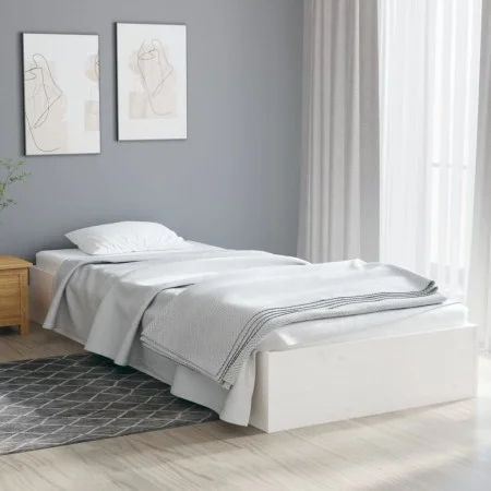 Estructura de cama individual madera maciza blanco 90x190 cm de , Camas y somieres - Ref: Foro24-820068, Precio: 91,63 €, Des...