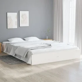 White solid wood bed frame Supe King 180x200 cm by , Beds and slatted bases - Ref: Foro24-820028, Price: 136,80 €, Discount: %