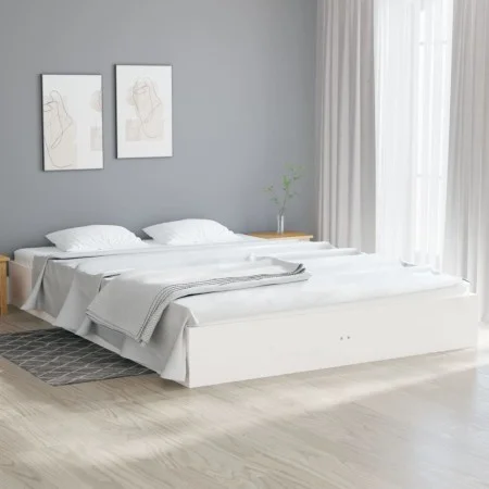 White solid wood bed frame Supe King 180x200 cm by , Beds and slatted bases - Ref: Foro24-820028, Price: 136,80 €, Discount: %