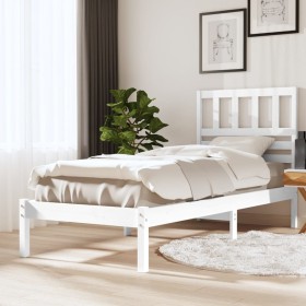 Solid white pine wood bed frame 75x190 cm by , Beds and slatted bases - Ref: Foro24-3100984, Price: 99,52 €, Discount: %