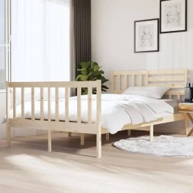 Small double bed frame solid wood 135x190 cm by , Beds and slatted bases - Ref: Foro24-3101128, Price: 148,95 €, Discount: %