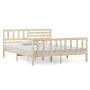 Estructura cama doble pequeña madera maciza 135x190 cm de , Camas y somieres - Ref: Foro24-3101128, Precio: 140,32 €, Descuen...