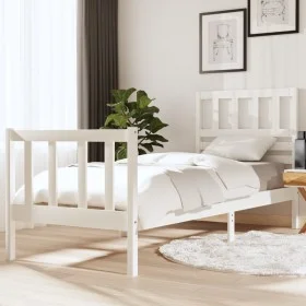 Estructura de cama individual madera maciza blanco 75x190 cm de , Camas y somieres - Ref: Foro24-3101114, Precio: 111,72 €, D...