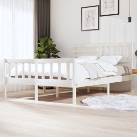 Estructura de cama de madera maciza blanca 140x200 cm Estructura de cama de madera maciza blanca 140x200 cm
